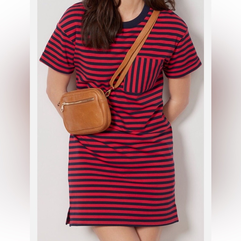 Evereve Red and Navy Striped Tee Dress
